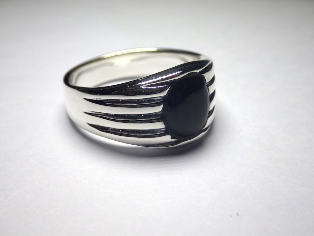 Silberring Männerring Siegelring Ring Sterlingsilber 925 Handarbeit Onyx Gr 65